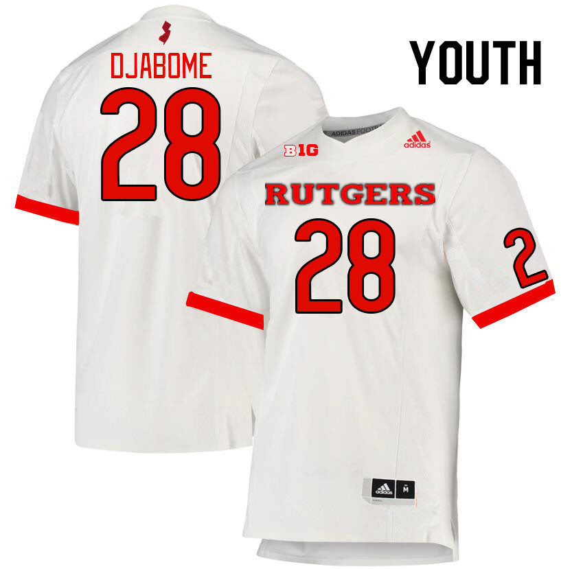 Youth #28 Dariel Djabome Rutgers Scarlet Knights College Football Jerseys Stitched Sale-White